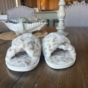 PJ Salvage Fur Leopard Slippers